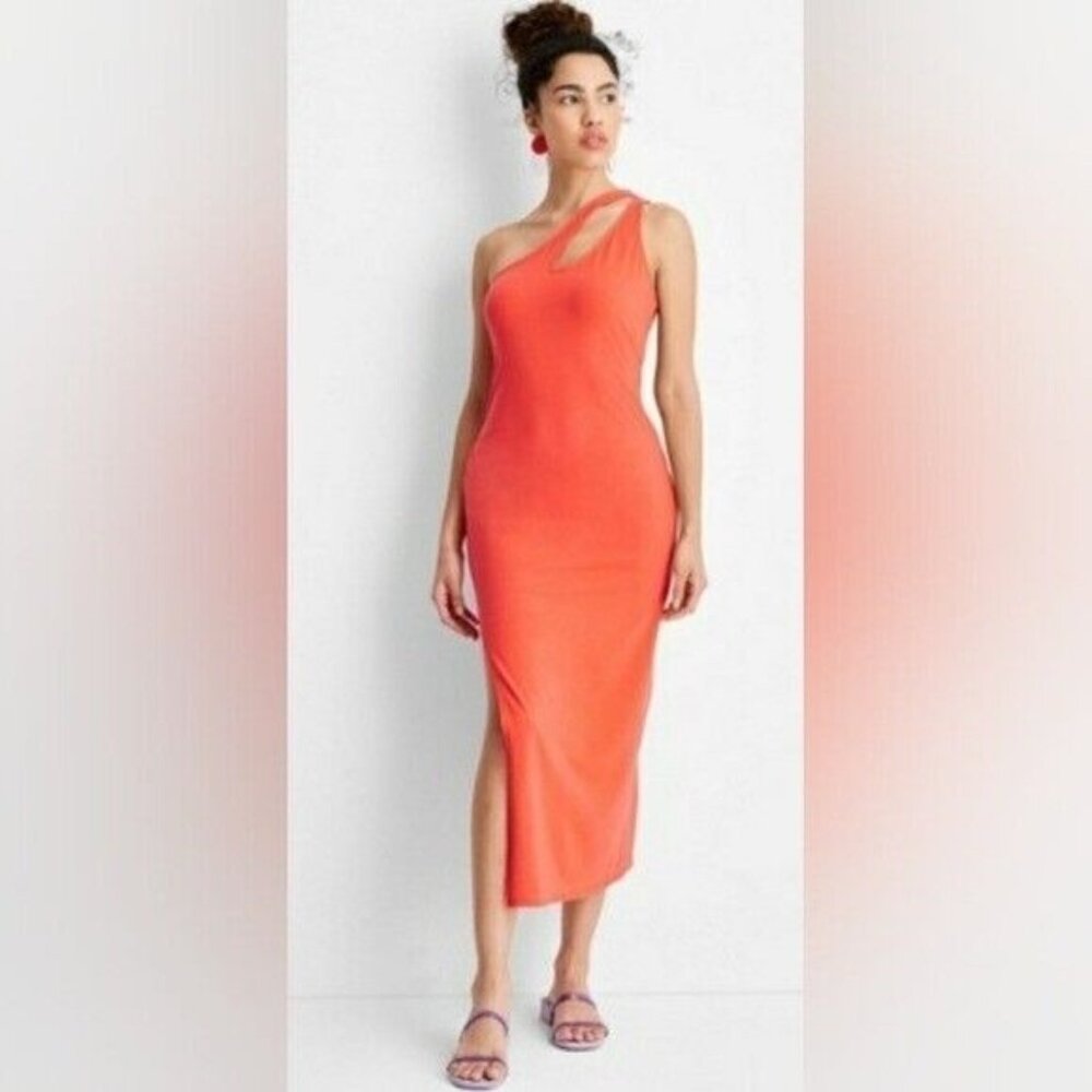 NWT Future Collective Gabriella Karefa-Johnson Orange One Shoulder Maxi 4X